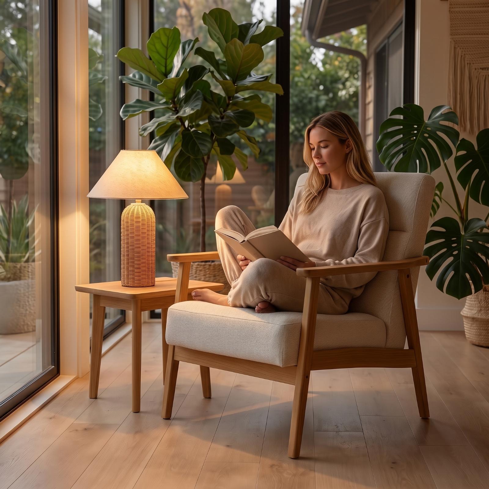 Bedside Lamp Rattan Base Fabri - Home Textile review and price