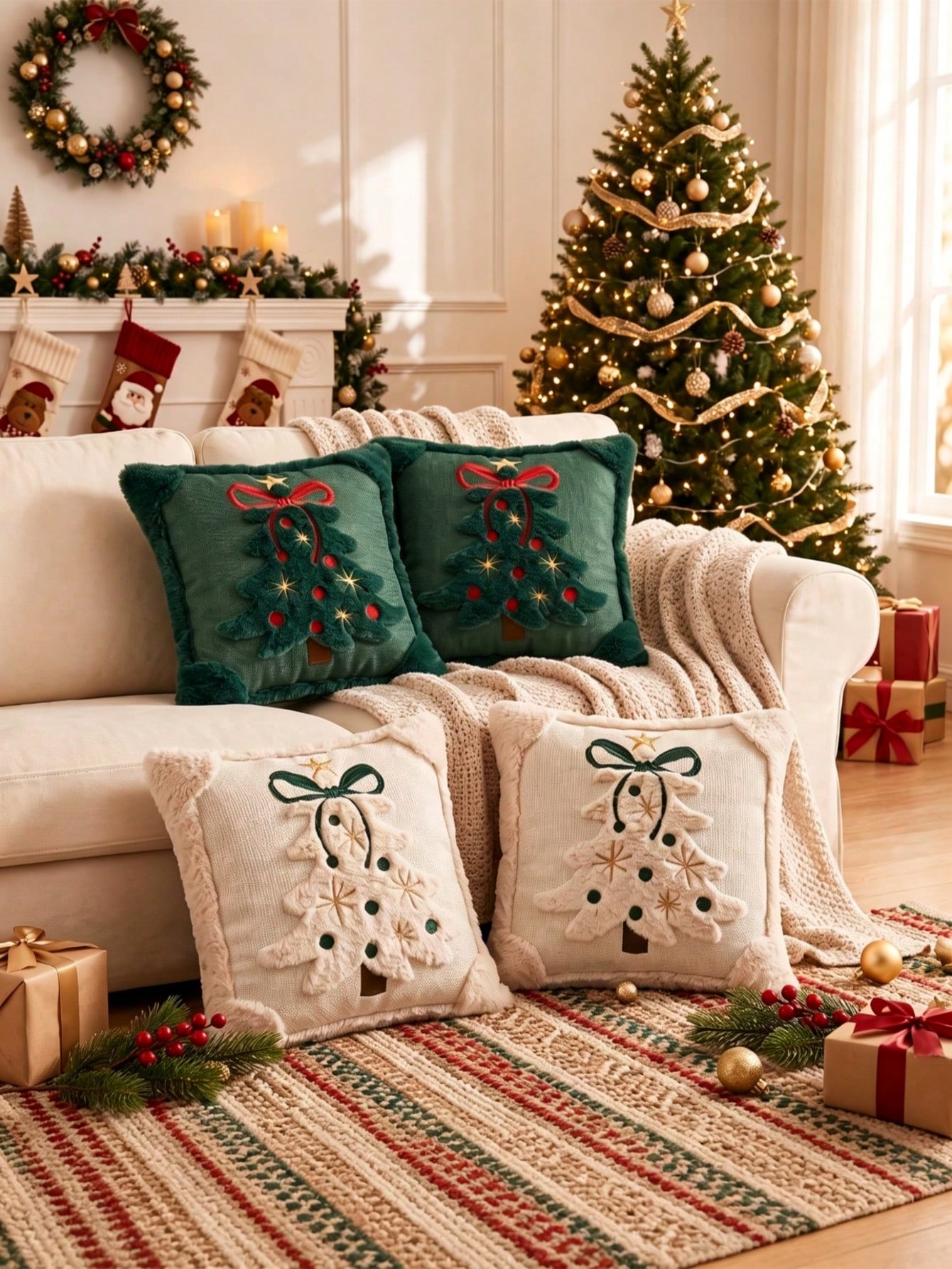 2pcs 3D Jacquard Christmas Tre - Pillow Insert 18X18 review and price